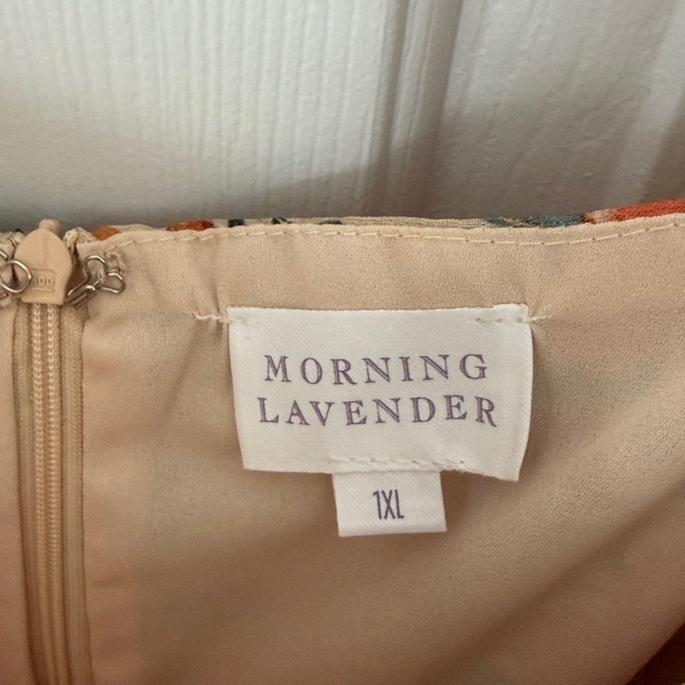 Morning Lavender Women’s Orange Floral Puff Sleeve Baby DollMaxi Dress Size 1XL - Picture 12 of 14